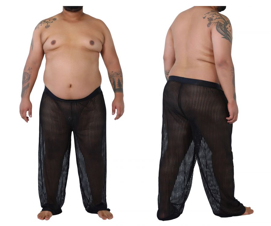 Men Sheer Mesh Long Pants See-through Sexy Underwear Lounge Pajamas Trousers  Pjs