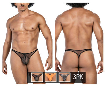 Clever 100008 3PK Autralian Latin Thongs Color Black-Orange-Black